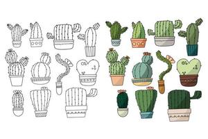 cactus pour livre de coloriage pour adultes et enfants. appartement vecteur