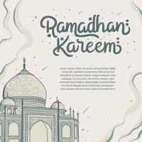 carte de voeux ramadan kareem illustration dessinée à la main vecteur