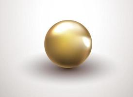 Boule d'or 3d sur fond blanc. Texture métallique 3d, icône boule, fond de luxe, illustration vectorielle vecteur