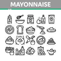 icônes de collection de sauce aux épices mayonnaise set vector