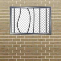 fenêtre de la prison avec barreaux et mur de briques. concept de vecteur pokey. grille de la prison isolée.