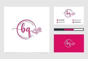 collections initiales de logo féminin bq et modèle de carte de visite vecteur premium