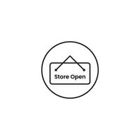 symbole d'enseigne, conception d'icône de contour d'étiquette ouverte de magasin vecteur