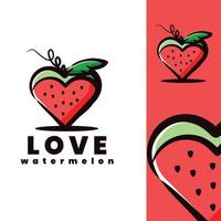 illustration de logo fraise amour mignon vecteur