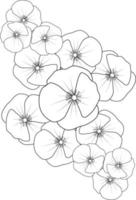 fleurs de fleur de pavot et illustration vectorielle de branche. dessin à la main illustration vectorielle pour le livre de coloriage ou la page d'art à l'encre gravée en noir et blanc, pour les enfants ou les adultes. vecteur