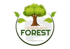 journée mondiale de la foresterie le 21 mars illustration pour éduquer, aimer et protéger la forêt dans des modèles de page de destination dessinés à la main vecteur