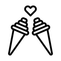crème glacée valentine icône contour style illustration vecteur et logo icône parfait.