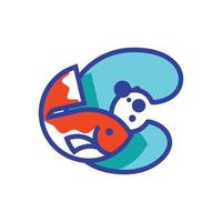 alphabet c poisson logo vecteur