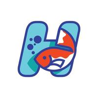 logo de poisson alphabet h vecteur