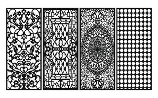 motifs noirs sur fond blanc, vecteurs islamiques avec panneaux floraux pour découpe laser cnc vecteur