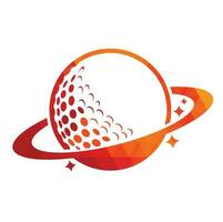 création de logo vectoriel planète golf. balle de golf et modèle de conception de logo vectoriel planète.