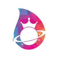 conception de logo vectoriel de concept de forme de goutte de planète roi.