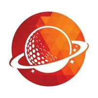 création de logo vectoriel planète golf. balle de golf et modèle de conception de logo vectoriel planète.