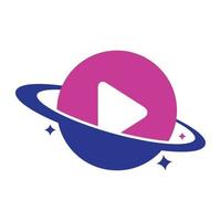 concept de conception de logo de planète de musique. conception de symbole d'icône de lecture de musique. vecteur