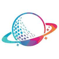 création de logo vectoriel planète golf. balle de golf et modèle de conception de logo vectoriel planète.