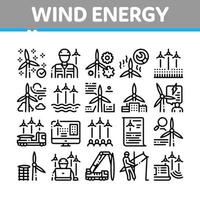 icônes de collection de techniciens de l'énergie éolienne définies vecteur