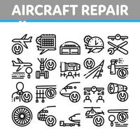 ensemble d'icônes de collection d'outils de réparation d'avions vecteur