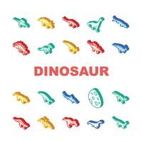 vecteur de jeu d'icônes de collection d'animaux sauvages de dinosaures