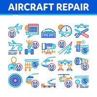 ensemble d'icônes de collection d'outils de réparation d'avions vecteur