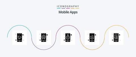 pack d'icônes glyphe 5 pour applications mobiles, y compris photo. portable. alarme. appareil photo. l'horloge vecteur