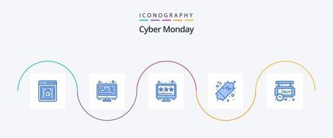 pack d'icônes cyber lundi bleu 5, y compris acheter. pour cent. pourcentage. vendre. remise vecteur