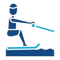 icône de deux couleurs de glyphe de ski pieds nus vecteur