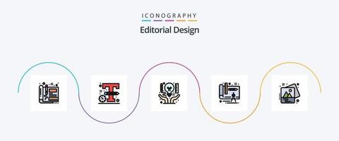 ligne de conception éditoriale remplie de pack d'icônes plat 5, y compris l'image. motif. motif. architecture. Créatif vecteur