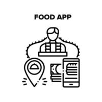 illustration noire de vecteur d'application alimentaire