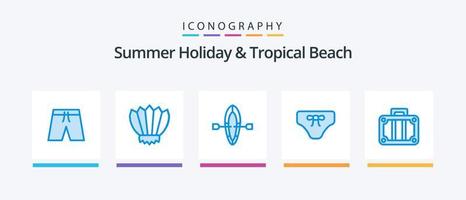 pack d'icônes bleu plage 5, y compris les vacances. Vêtements. Extérieur. vêtements. plage. conception d'icônes créatives vecteur