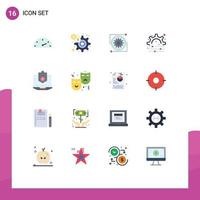 pack de couleurs plates de 16 symboles universels d'engrenage antivirus internet pack modifiable créatif d'éléments de conception de vecteur créatif