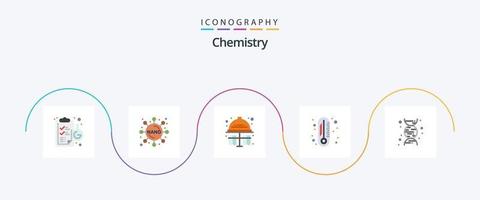 pack d'icônes chimie plat 5 comprenant. ADN. tubes à essai. chimie. diplôme vecteur