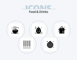 pack d'icônes de glyphe de nourriture et de boissons 5 conception d'icônes. casserole. fruit. cuisine. nourriture. collation vecteur
