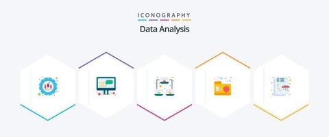 analyse de données 25 pack d'icônes plates, y compris la sécurité. réseau. le management. dossier. utilisateur vecteur