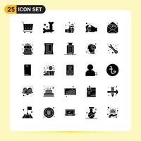 25 concept de glyphe solide pour les sites Web mobiles et applications salutations jour jour laver à la main éléments de conception vectoriels modifiables vecteur