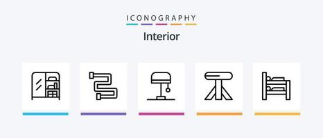 pack d'icônes ligne intérieure 5 comprenant. penderie. pupitre. intérieur. armoire. conception d'icônes créatives vecteur