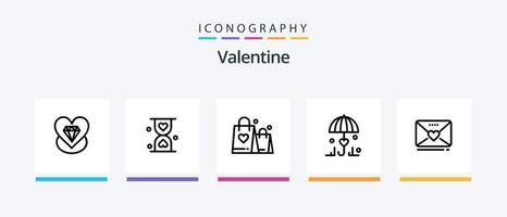 pack d'icônes valentine line 5 avec photo. cœur. diamant. mariage. Wifi. conception d'icônes créatives vecteur