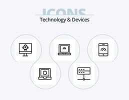 pack d'icônes de ligne d'appareils 5 conception d'icônes. La technologie. gadgets. ordinateur portable. dispositifs. Positionner vecteur