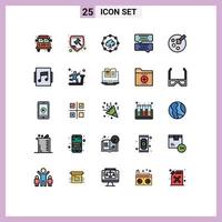 symboles d'icônes universels groupe de 25 couleurs plates de lignes remplies modernes d'album éducation cloud computing dessin chat éléments de conception vectoriels modifiables vecteur