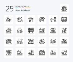 pack d'icônes de 25 lignes d'accidents de la route, y compris la voiture. route. bus. auto. arrêter vecteur