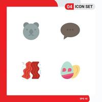 pack de 4 signes et symboles d'icônes plates modernes pour les supports d'impression Web tels que la bulle de chat de restauration rapide d'ours éléments de conception vectoriels modifiables de pâques vecteur
