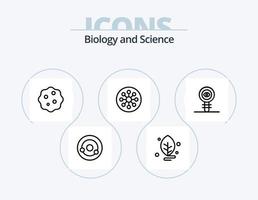 pack d'icônes de ligne de biologie 5 conception d'icônes. la biologie. nucléaire. Zoom. mutation. santé vecteur