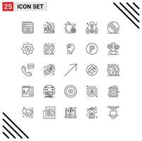 ensemble de 25 symboles d'icônes d'interface utilisateur modernes signes pour définir l'idée éducation ampoule orange éléments de conception vectoriels modifiables vecteur
