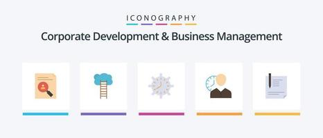 pack d'icônes plat 5 de développement d'entreprise et de gestion d'entreprise, y compris le calendrier. temps. carrière. date limite. escaliers. conception d'icônes créatives vecteur