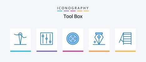 outils bleu 5 pack d'icônes comprenant. stylo. . conception d'icônes créatives vecteur