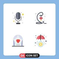 symboles d'icônes universelles groupe de 4 icônes plates modernes de décoration d'amour électronique fonds hari raya éléments de conception vectoriels modifiables vecteur