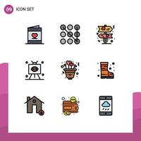 ensemble de 9 symboles d'icônes d'interface utilisateur modernes signes pour l'amour jeu de sport de plateau de télévision éléments de conception vectoriels modifiables vecteur