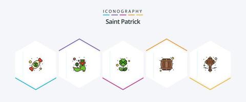 saint patrick 25 pack d'icônes fillline incluant patrick. Irlande. quatre. croix. récipient vecteur