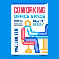 vecteur d'affiche promotionnelle d'espace de bureau de coworking