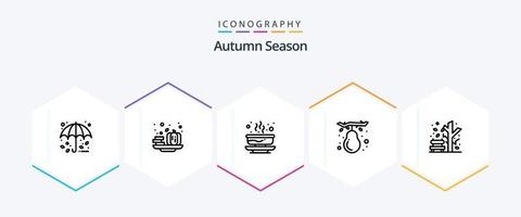 pack d'icônes d'automne de 25 lignes, y compris l'automne. fruit. bol. automne. automne vecteur
