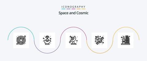 pack d'icônes space line 5, y compris l'espace. fusée. espace. lancement. Satellite vecteur